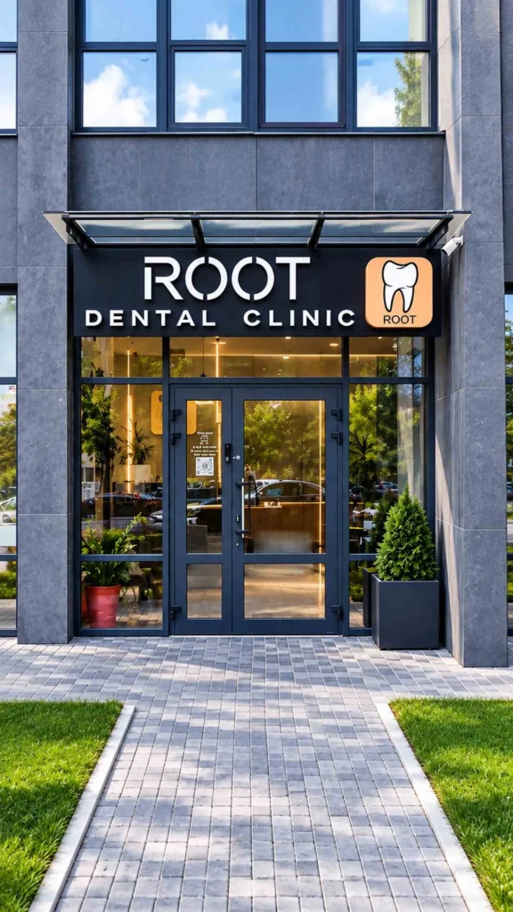 Стоматологія Root Dental Clinic на вул.Михайла Масимовича 32А Голосіївського району поруч з метро Васильківська - фото фасаду